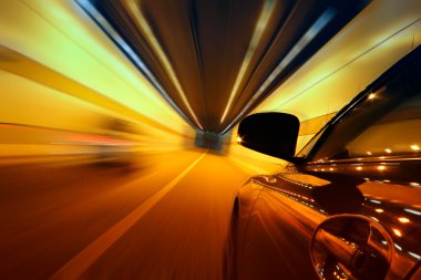 High-speed car in the tunnel, Motion Blur clipart