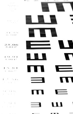 görme testi grafik üzerinde beyaz arka plan yakın çekim