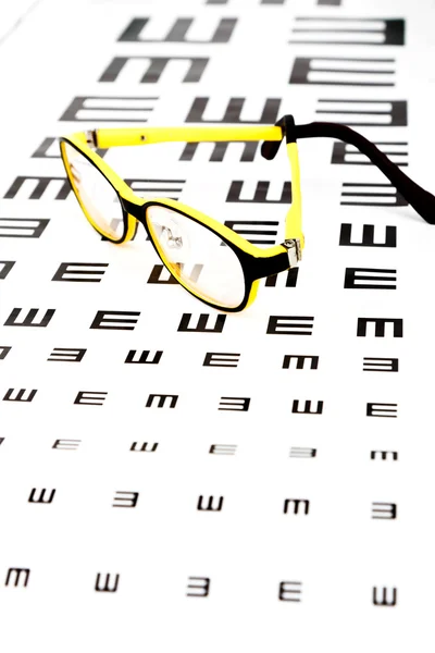 眼镜的视力测试图 — 图库照片