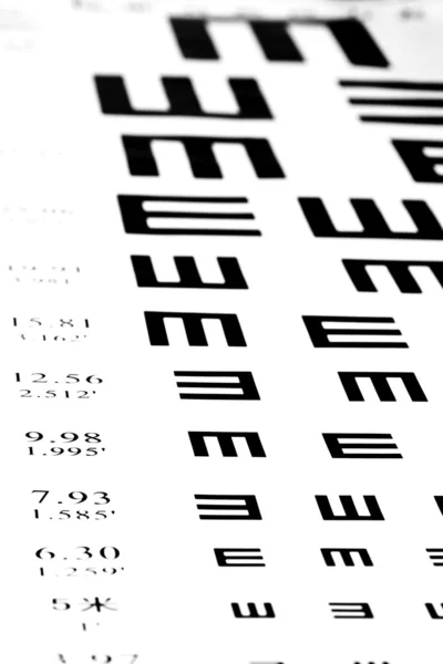 Sehtest-Diagramm auf weißem Hintergrund Nahaufnahme — Stockfoto