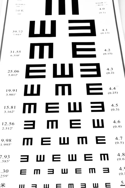 Eyesight test chart on white background close-up — Stock Photo, Image