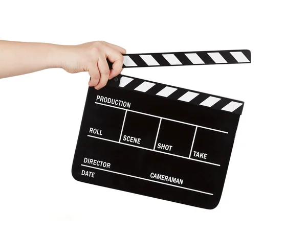 Mano umana in possesso di un clapboard film — Foto Stock