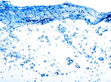 temiz su ve su kabarcıkları mavi