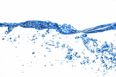 temiz su ve su kabarcıkları mavi