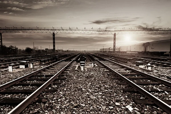 Rails under the sky background — Stock Photo, Image