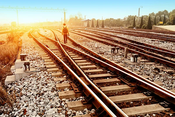 parça, yalnız bir yaya, alacakaranlıkta.