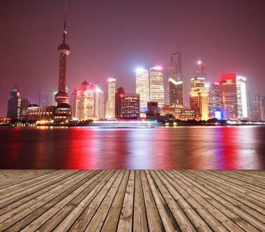 Shanghai, China, the Bund and the Huangpu River. clipart