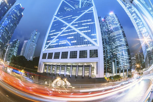 Traffic with blur light through city at night — Stock Photo, Image