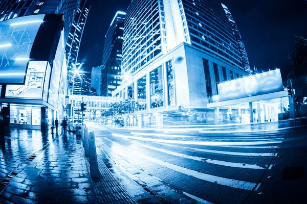 Traffic with blur light through city at night — Stock Photo, Image