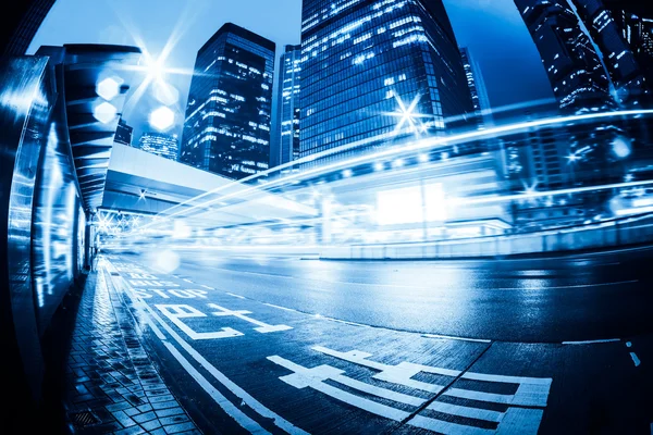 Traffic with blur light through city at night — Stock Photo, Image