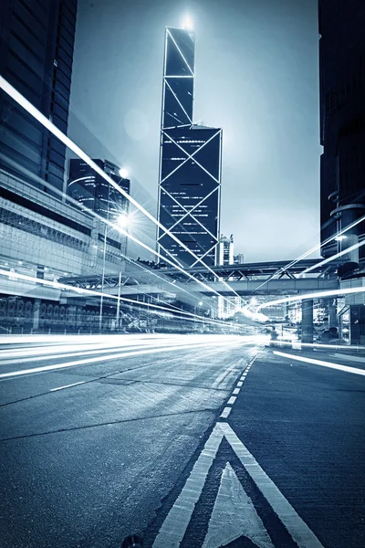 Traffic with blur light through city at night — Stock Photo, Image