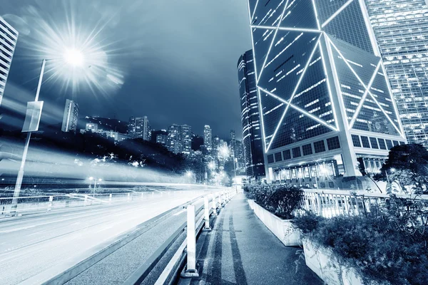 Traffic with blur light through city at night — Stock Photo, Image