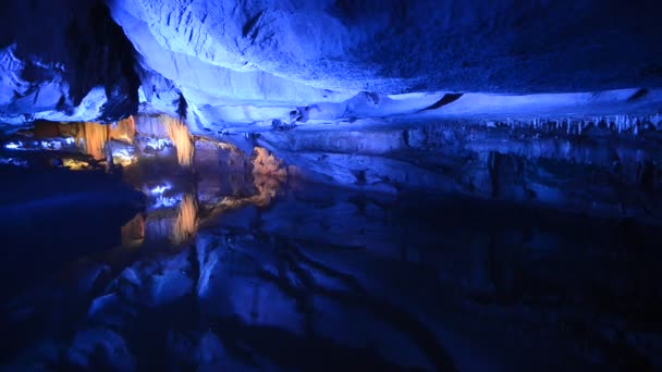 Rock formation inside a cave — Stock Video