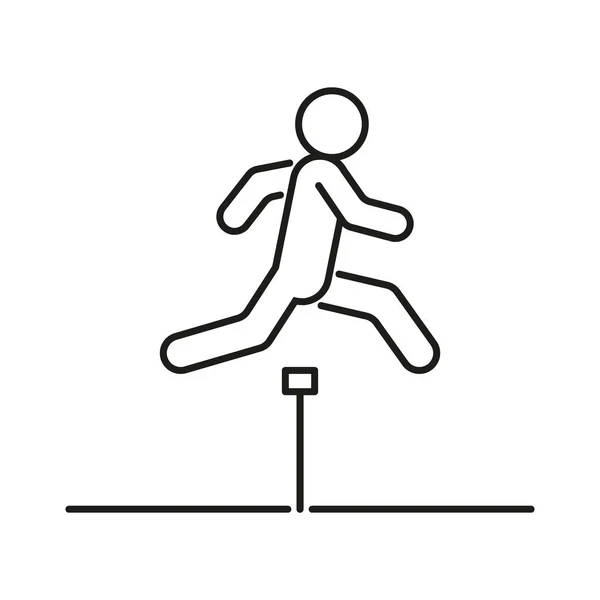 Correr Con Obstáculo Valor Salto Icono Línea Corre Hombre Movimiento — Vector de stock