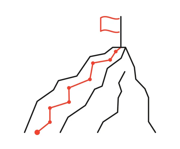 Путь Вершине Горного Холма Миссия Вызов План Достижения Цели Путь — стоковый вектор
