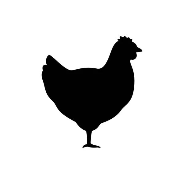 Silhouette Animal Poulet Poule Aux Contours Noirs Coq Ferme Oiseaux — Image vectorielle