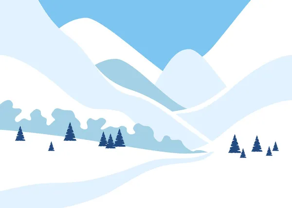 Χιονισμένο θέρετρο στο βουνό, χειμερινό τοπίο. Υγιεινός τρόπος ζωής, υπαίθρια ψυχαγωγία. Εικονογράφηση διανύσματος — Διανυσματικό Αρχείο