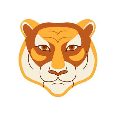 Kaplan başlı, ağızlık takan hayvan Çin sembolü 2022 yılbaşı. Tehlikeli bir yırtıcı hayvan. Güçlü bir canavar. Kediler ailesi. Vektör illüstrasyonu