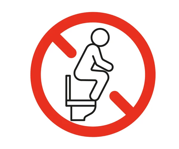 Правила Туалета Запрещены Стоять Сиденье Туалета Запрет Предупреждающий Знак Неправильное — стоковый вектор