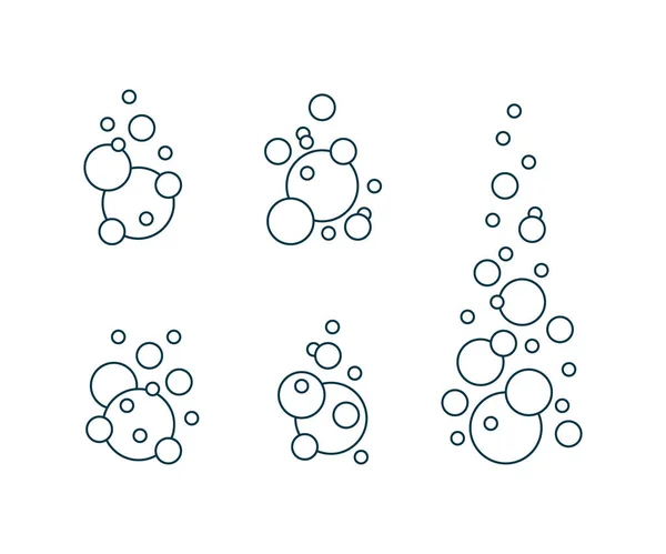 Différents Types Bulles Circulaires Ensemble Ligne Oxygène Gazeux Couilles Prêtes — Image vectorielle