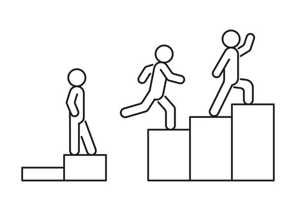 Progress Skill Worker Salire Scale Con Ostacoli Innalzare Livello Business — Vettoriale Stock