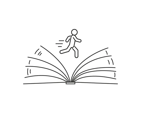 Schnelles Lesen, schnelles Lesen und Lernen, Zeilenkunst. Wissen aus Buch, Bildung. Vektorillustration — Stockvektor