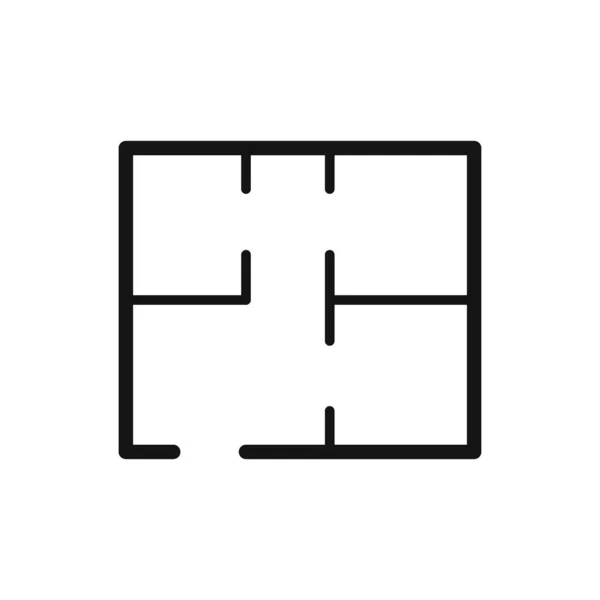 Planen Sie Haus, architektonisches Projekt mit Mauerlinie. Wohnhaus mit Platz. Vektorillustration — Stockvektor
