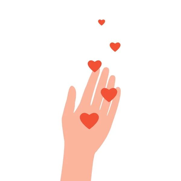 Human Hand Sends Heart Love Congratulate Support Good Feedback Thanks — Stock Vector