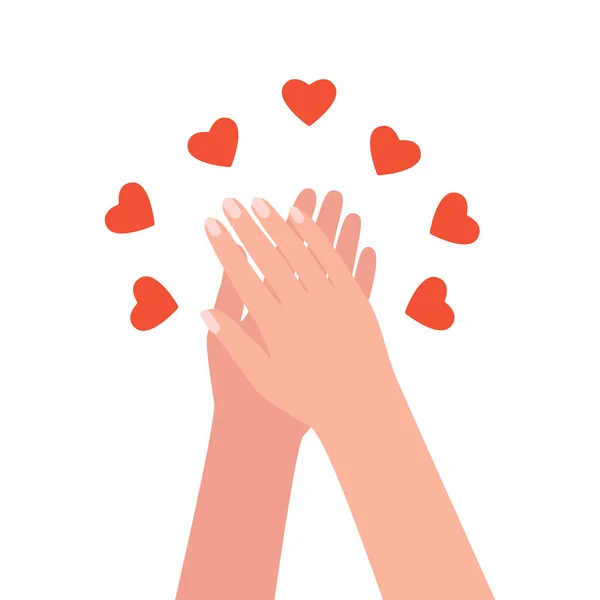 Mão Humana Envia Amor Coração Parabéns Apoio Bom Feedback Obrigado — Vetor de Stock