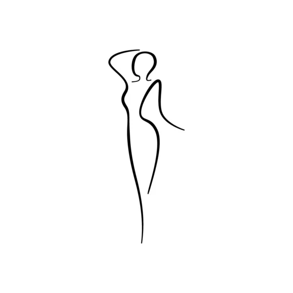 Szépség nő vonal test sziluett. Modell női vonal figura. Absztrakt rajz lány jel wellness központ, sport, tánc, szépségszalon és spa. Vektor — Stock Vector