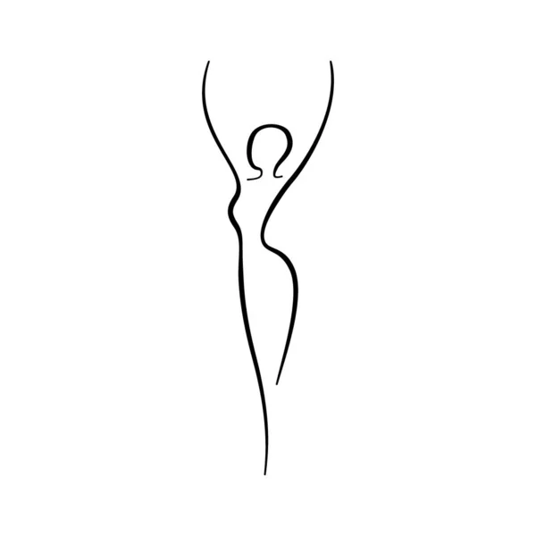 Belleza Mujer Línea Cuerpo Silueta Figura Línea Femenina Modelo Dibujo — Vector de stock