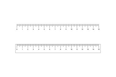 Cetvel, uzunluğu ölçmek için araç. Düz bir çizgi çiz. Matematik santimetresi. Vektör