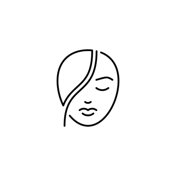 Femme Visage Pour Salon Beauté Icône Ligne Belle Coiffure Cosmétique — Image vectorielle