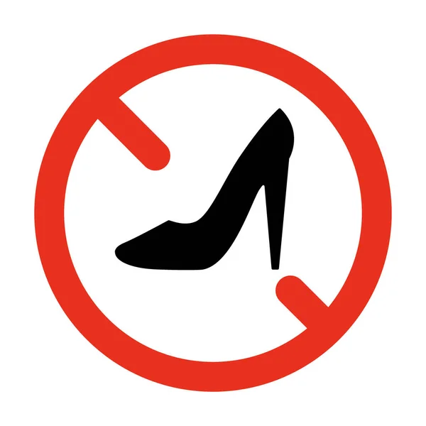 Знак Заборонено Ходити Взуттям Підборах Правила Червоне Коло Штриховим Взуттям — стоковий вектор