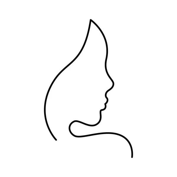 Perfil Facial Mujer Línea Continua Belleza Contorno Silueta Para Niña — Vector de stock