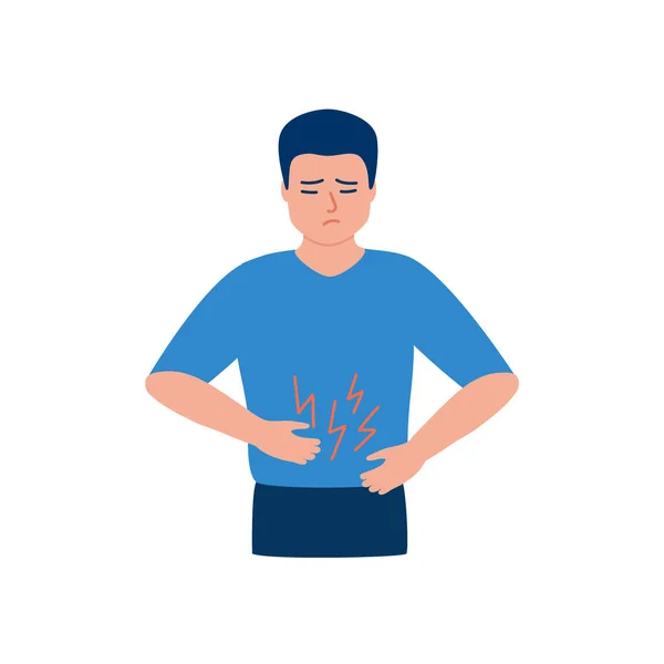 Douleur Dans Ventre Homme Problèmes Santé Maux Estomac Homme Tenant — Image vectorielle