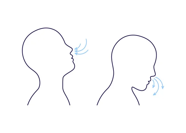 Hombre Está Haciendo Ejercicio Respiratorio Respiración Profunda Exhala Inhala Ejercicio — Archivo Imágenes Vectoriales