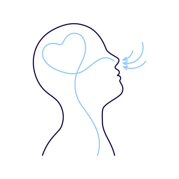呼吸運動 利益と良い仕事の脳のための鼻を通して深呼吸 健康的なヨガとリラクゼーション ベクターイラスト ロイヤリティフリーストックベクター
