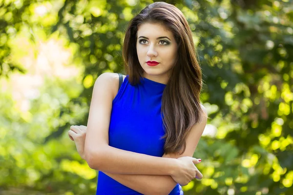 Portrait of very beautiful young brunette woman — Stock Photo, Image