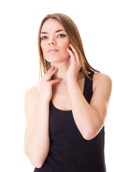 Geïsoleerde portret van een mooie jonge vrouw — Stockfoto