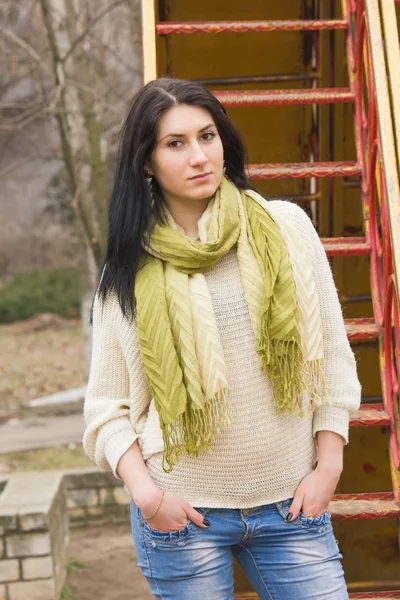 Outdoor portrait of young pretty beautiful woman — Stock Photo, Image