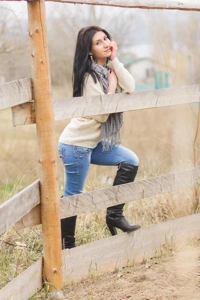 Outdoor portrait of young pretty beautiful woman — Stock Photo, Image