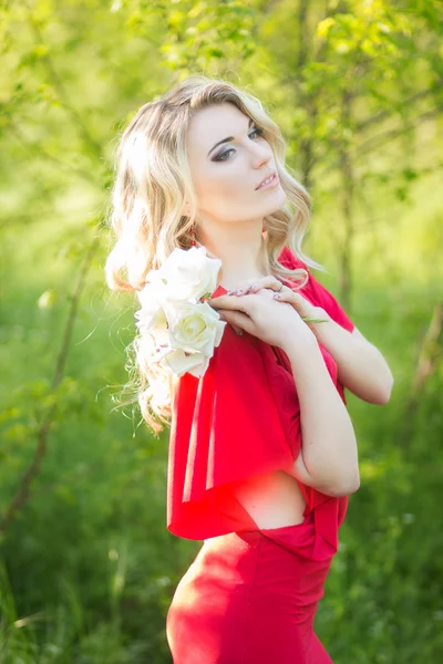 Portrait of a beautiful young blonde woman — Stock Photo, Image