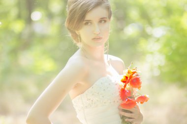 güzel gelin açık havada - yumuşak odak