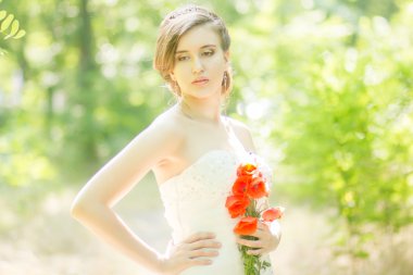 güzel gelin açık havada - yumuşak odak