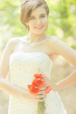 güzel gelin açık havada - yumuşak odak