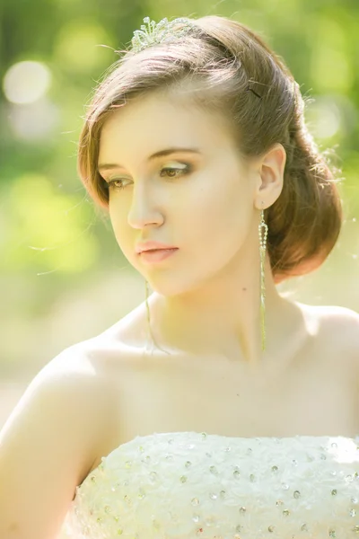 Beautiful bride outdoors - soft focus — Stock Photo, Image