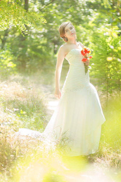 Beautiful bride outdoors - soft focus