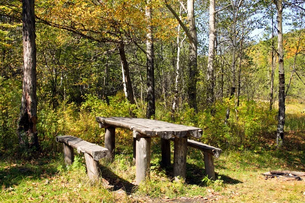 Lugar de vacaciones en madera de otoño — Foto de Stock