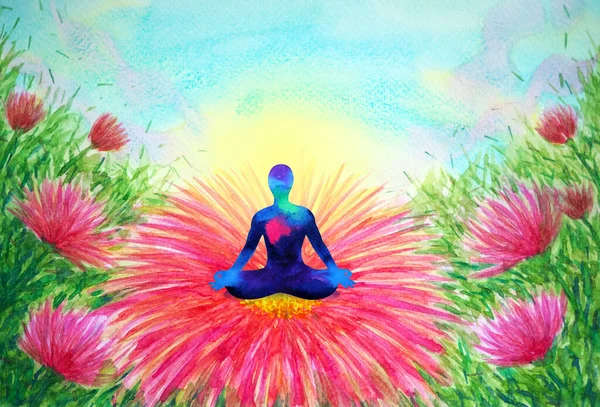 Людська Медитація Розум Психічне Здоров Йога Мистецтво Медитація Чакра Духовне — стокове фото